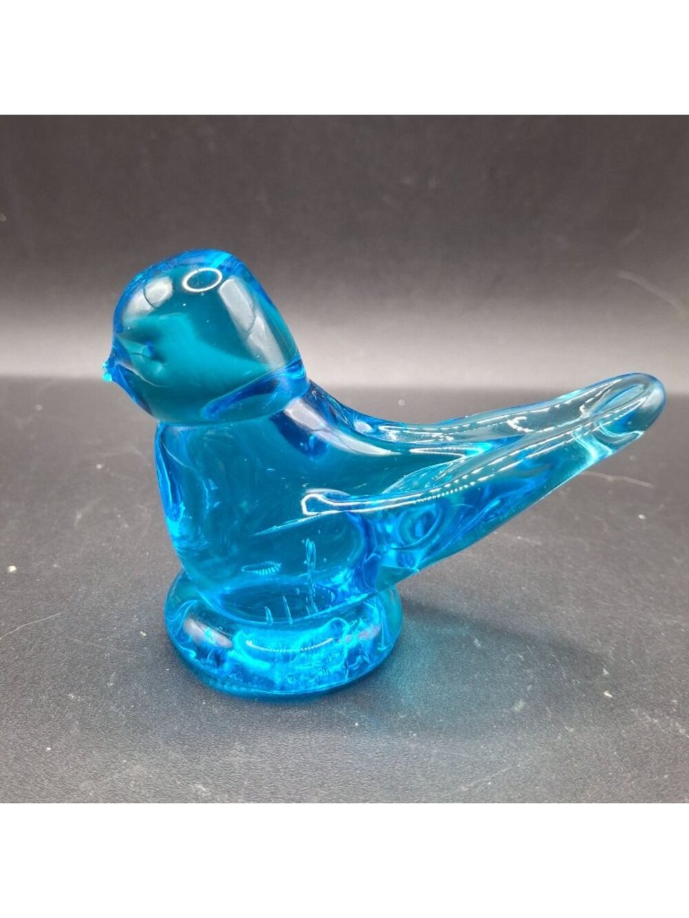 Vintage Handcrafted Blue Bird Of Happiness Signed Ron Ray Fenton Glass Figurine